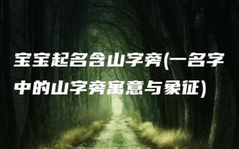 宝宝起名含山字旁(一名字中的山字旁寓意与象征)