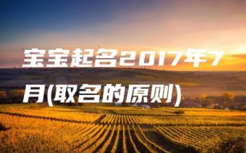 宝宝起名2017年7月(取名的原则)