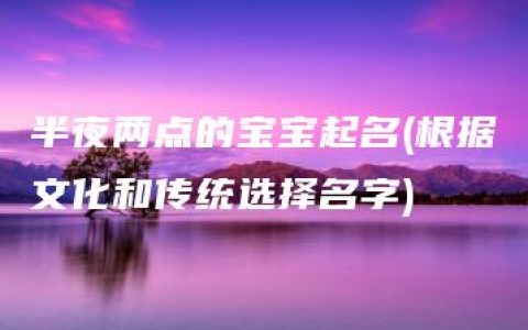 半夜两点的宝宝起名(根据文化和传统选择名字)