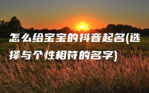 怎么给宝宝的抖音起名(选择与个性相符的名字)