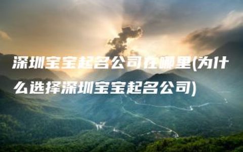 深圳宝宝起名公司在哪里(为什么选择深圳宝宝起名公司)