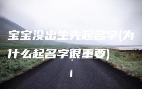 宝宝没出生先起名字(为什么起名字很重要)