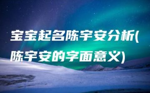 宝宝起名陈宇安分析(陈宇安的字面意义)