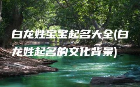 白龙姓宝宝起名大全(白龙姓起名的文化背景)