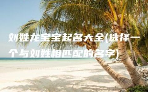 刘姓龙宝宝起名大全(选择一个与刘姓相匹配的名字)