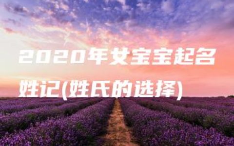 2020年女宝宝起名姓记(姓氏的选择)