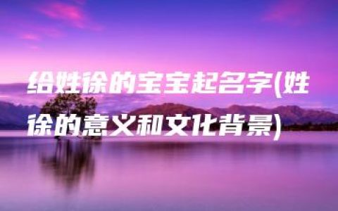 给姓徐的宝宝起名字(姓徐的意义和文化背景)