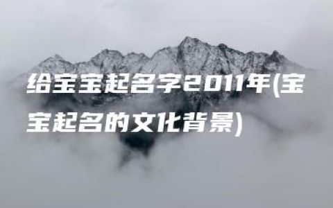 给宝宝起名字2011年(宝宝起名的文化背景)