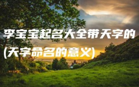 李宝宝起名大全带天字的(天字命名的意义)