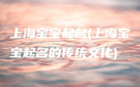 上海宝宝起名(上海宝宝起名的传统文化)