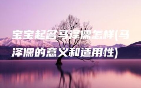 宝宝起名马泽儒怎样(马泽儒的意义和适用性)