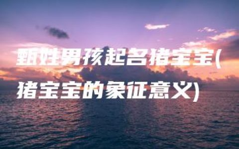 甄姓男孩起名猪宝宝(猪宝宝的象征意义)