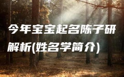 今年宝宝起名陈子研解析(姓名学简介)