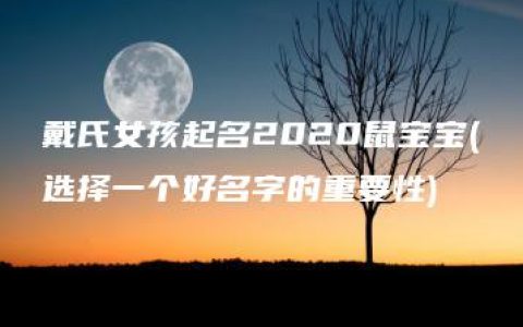 戴氏女孩起名2020鼠宝宝(选择一个好名字的重要性)