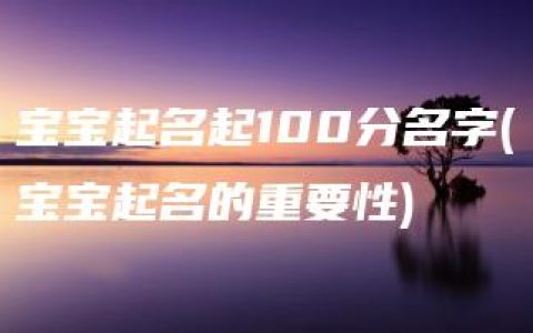 宝宝起名起100分名字(宝宝起名的重要性)