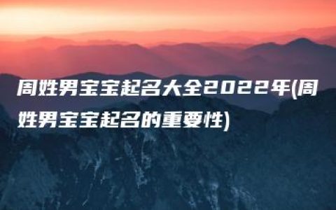 周姓男宝宝起名大全2022年(周姓男宝宝起名的重要性)