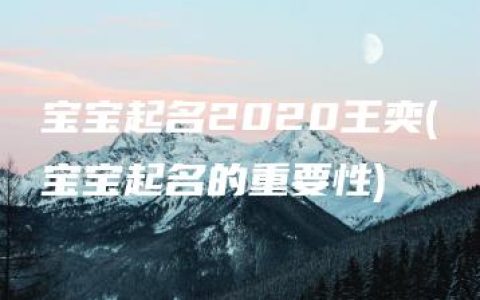 宝宝起名2020王奕(宝宝起名的重要性)