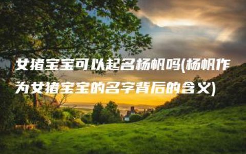 女猪宝宝可以起名杨帆吗(杨帆作为女猪宝宝的名字背后的含义)