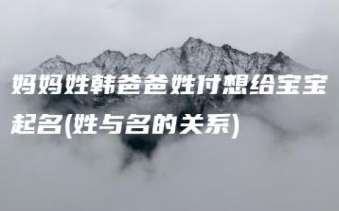 妈妈姓韩爸爸姓付想给宝宝起名(姓与名的关系)