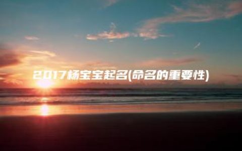 2017杨宝宝起名(命名的重要性)