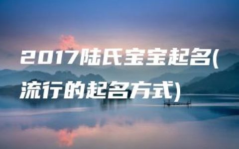 2017陆氏宝宝起名(流行的起名方式)