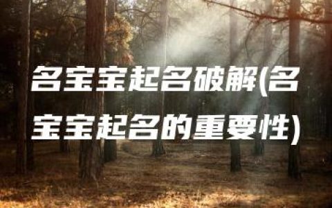 名宝宝起名破解(名宝宝起名的重要性)