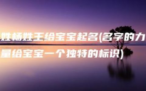 姓杨姓王给宝宝起名(名字的力量给宝宝一个独特的标识)