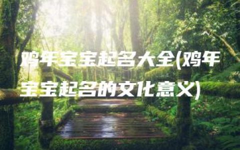 鸡年宝宝起名大全(鸡年宝宝起名的文化意义)