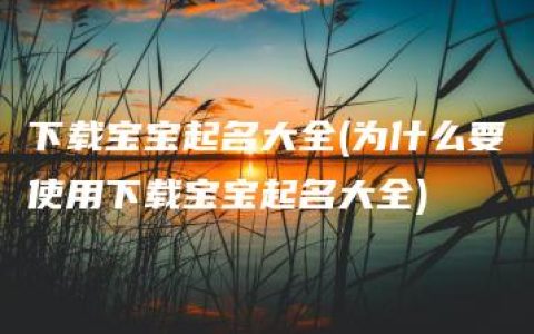 下载宝宝起名大全(为什么要使用下载宝宝起名大全)