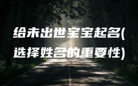 给未出世宝宝起名(选择姓名的重要性)