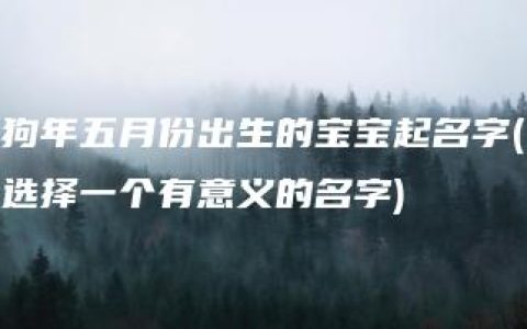 狗年五月份出生的宝宝起名字(选择一个有意义的名字)