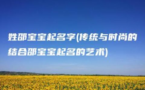 姓邵宝宝起名字(传统与时尚的结合邵宝宝起名的艺术)