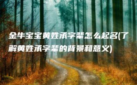 金牛宝宝黄姓承字辈怎么起名(了解黄姓承字辈的背景和意义)