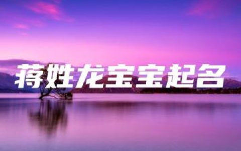 蒋姓龙宝宝起名