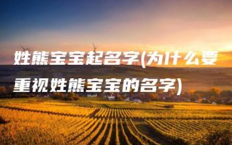 姓熊宝宝起名字(为什么要重视姓熊宝宝的名字)