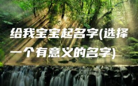 给我宝宝起名字(选择一个有意义的名字)