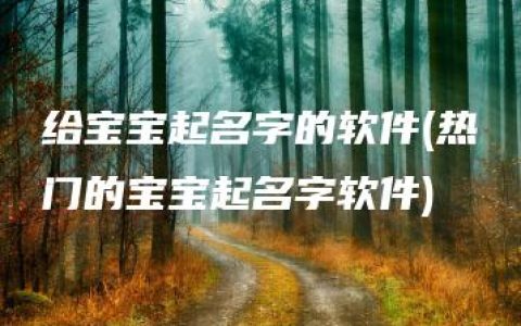 给宝宝起名字的软件(热门的宝宝起名字软件)