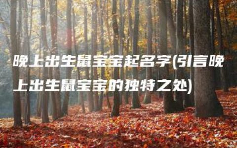 晚上出生鼠宝宝起名字(引言晚上出生鼠宝宝的独特之处)