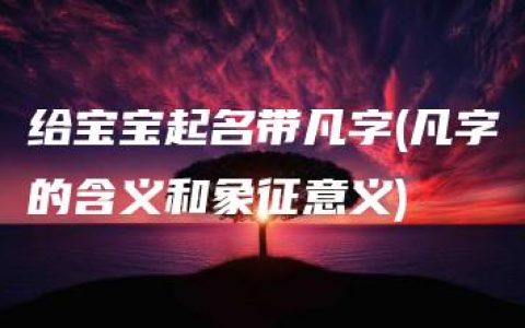 给宝宝起名带凡字(凡字的含义和象征意义)