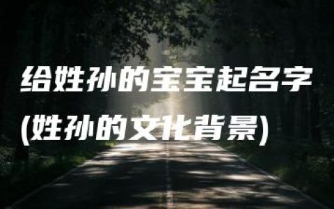 给姓孙的宝宝起名字(姓孙的文化背景)