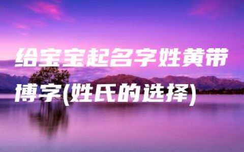 给宝宝起名字姓黄带博字(姓氏的选择)