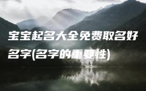 宝宝起名大全免费取名好名字(名字的重要性)