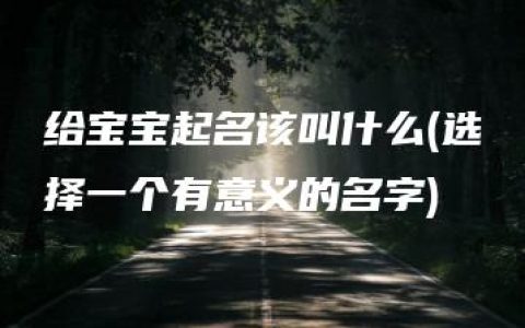 给宝宝起名该叫什么(选择一个有意义的名字)