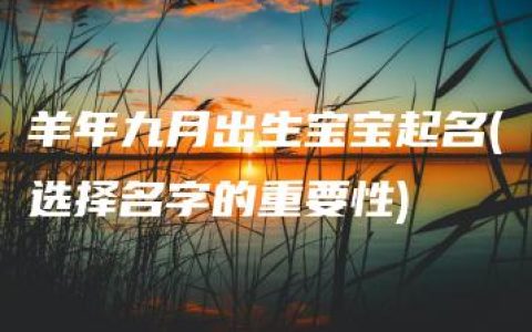 羊年九月出生宝宝起名(选择名字的重要性)