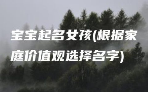 宝宝起名女孩(根据家庭价值观选择名字)