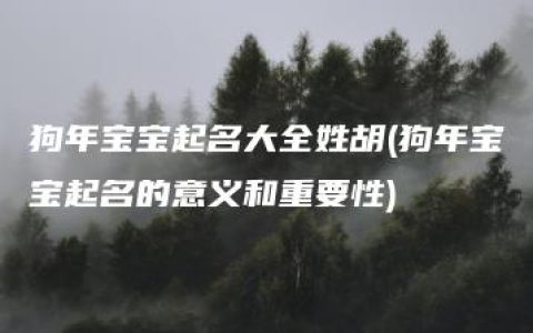 狗年宝宝起名大全姓胡(狗年宝宝起名的意义和重要性)