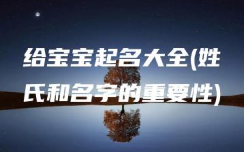 给宝宝起名大全(姓氏和名字的重要性)