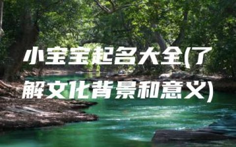 小宝宝起名大全(了解文化背景和意义)