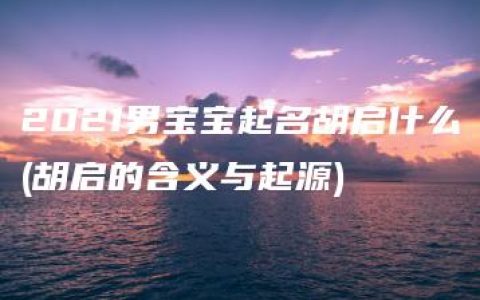 2021男宝宝起名胡启什么(胡启的含义与起源)