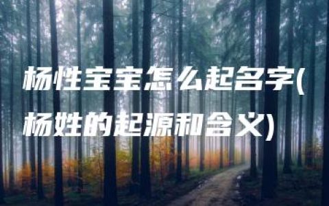 杨性宝宝怎么起名字(杨姓的起源和含义)